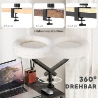 Katzen-Schreibtischbett, Katzenbett für Schreibtisch mit 360°Drehung, verstellbarer Höhe, Katzenliege mit abnehmbarem, maschinenwaschbarem Bett, für Katzen unter 6 kg, Heimbüro, Cremeweiß