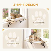 Katzenhaus mit Halterung für Fensterbänke und Heizungen, Kissen, Holzrahmen, Weiß