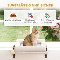 Katzenhaus mit Halterung für Fensterbänke und Heizungen, Kissen, Holzrahmen, Weiß