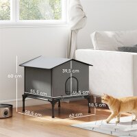 Katzenhaus klappbar Katzenhütte mit Kissen, Erhöhtes wasserabweisend Katzenhöhle 62 x 58,5 x 60 cm, Grau