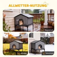 Katzenhaus klappbar Katzenhütte mit Kissen, Erhöhtes wasserabweisend Katzenhöhle 62 x 58,5 x 60 cm, Grau