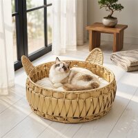 Katzenbett Rattan Katzenhöhle mit abnehmbares...