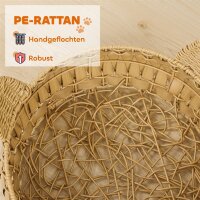 Katzenbett Rattan Katzenhöhle mit abnehmbares Kissen, Katzenkorb für Katzen bis 10 kg, 50 x 50 x 25 cm, Hellbraun