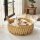 Katzenbett Rattan Katzenhöhle mit abnehmbares Kissen, Katzenkorb für Katzen bis 10 kg, 50 x 50 x 25 cm, Hellbraun
