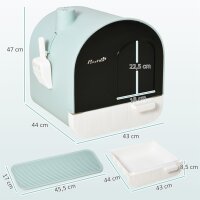 Katzentoilette Katzenklo mit Deckel Streuschaufel Streufangmatte Grün 43 x 44 x 47cm