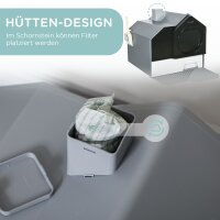 Katzentoilette im niedlichen Design, 1 Siebvorleger, 1 Streuschaufel, herausnehmbare Bodenwanne, Grau