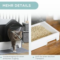 Katzentoilette im niedlichen Design, 1 Siebvorleger, 1 Streuschaufel, herausnehmbare Bodenwanne, Grau