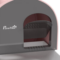 Katzentoilette mit Deckel, Streuschaufel, Schmutzfangmatte, Kunststoff, Rosa/Schwarz