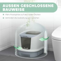 Katzenklo mit Deckel Obenliegender Eingang Schaufel ausziehbares Tablett für Katzen bis 4,5 kg, 40,5x52,5x42,5 cm Grau