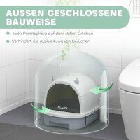 Katzenklo mit Deckel Katzentoilette mit Schaufel Bodenschublade Eingangspedal für Katzen bis 5 kg 40,5x52x39 cm Grau