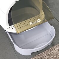Katzenklo mit Deckel Katzentoilette mit Schaufel Bodenschublade Eingangspedal für Katzen bis 5 kg 40,5x52x39 cm Grau