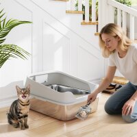 Katzentoilette Edelstahl Offene Katzenklo mit Schaufel...