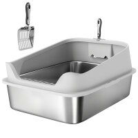 Katzentoilette Edelstahl Offene Katzenklo mit Schaufel...