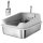 Katzentoilette Edelstahl Offene Katzenklo mit Schaufel hohem Rand für große Katzen bis 12 kg 69,8 x 50,3 x 29,8 cm Grau