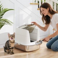 Katzentoilette Edelstahl, geschlossene Katzentoilette mit...