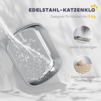 Katzentoilette Edelstahl, geschlossene Katzentoilette mit Schaufel, Geruchsbeutel, Einstieg Ausgang