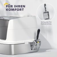Katzentoilette Edelstahl, geschlossene Katzentoilette mit Schaufel, Geruchsbeutel, Einstieg Ausgang