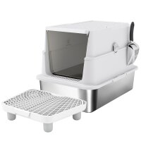 Katzentoilette, Edelstahl, XL-Innenraum, mit Schaufel,...