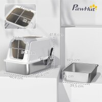 Katzenklo, Katzentoilette mit Deckel, Streuschaufel, vorne Eingang und ober Ausgang Edelstahl bis 7 kg