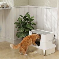 Katzentoilette, Edelstahl, XL-Innenraum, mit Schaufel,...