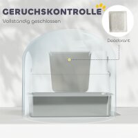 Katzentoilette, Edelstahl, XL-Innenraum, mit Schaufel, Hellgrau