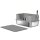 Katzentoilette Edelstahl Offene Katzenklo mit Schaufel hohem Rand Matte für Katzen bis 7 kg 60,2 x 40,2 x 29,5 cm, Grau