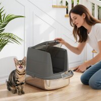 Große Katzentoilette aus Edelstahl, geschlossene...