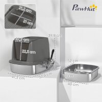 Große Katzentoilette aus Edelstahl, geschlossene Katzenstreuschale mit Metallschaufel und Deobeutel, dunkelgrau