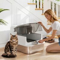 Katzenklo Edelstahl mit Deckel XXL 72L für...