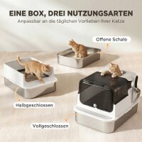 Katzenklo Edelstahl mit Deckel XXL 72L für große Katzen und Mehrere Katzen mit Doppeltüren Schaufel Pedal Anti-Leck