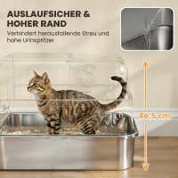 Katzenklo Edelstahl mit Deckel XXL 72L für große Katzen und Mehrere Katzen mit Doppeltüren Schaufel Pedal Anti-Leck