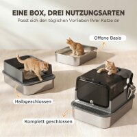 Katzenklo Edelstahl mit Deckel XXL 72L für große Katzen und Mehrere Katzen mit Doppeltüren Schaufel Pedal Anti-Leck