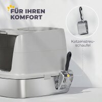 Katzentoilette Edelstahl, geschlossene Katzentoilette mit Schaufel, Geruchsbeutel, Einstieg Ausgang