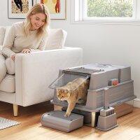Katzenklo XXL Edelstahl Katzentoilette 130L mit 180°...
