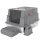 Katzenklo XXL Edelstahl Katzentoilette 130L mit 180° Klappdeckel Hohen Seitenwänden Schaufel Trittstufe 70x50x43cm Grau
