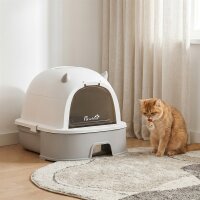 Katzentoilette Edelstahl mit abnehmbarem Deckel, Schaufel...