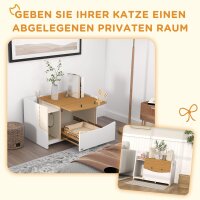 Katzentoilette, ausziehbar, Schrankdesign, Streufach, 78x50x51cm, Eiche/Weiß