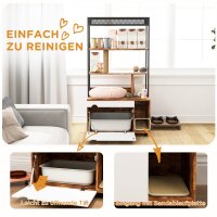 Katzentoilette mit 3-Ebenen-Regal und Kratzpfosten, geschlossenes Katzenklo, 80 x 48 x 152 cm, Braun