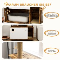 Katzentoilette mit 3-Ebenen-Regal und Kratzpfosten, geschlossenes Katzenklo, 80 x 48 x 152 cm, Braun