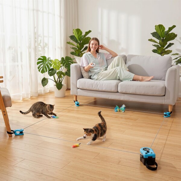 Automatisches/Ferngesteuertes Katzenspielzeug mit einstellbare Geschwindigkeit anpassbaren Laufwegen Schwarz