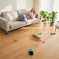 Automatisches/Ferngesteuertes Katzenspielzeug mit einstellbare Geschwindigkeit anpassbaren Laufwegen Schwarz