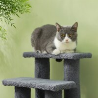 Tiertreppe Katzentreppe Hundetreppe Treppe für Katze und Hunde 4 Stufen Grau 63,5x43x60cm