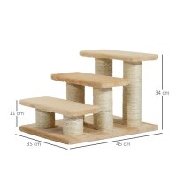 Tiertreppe Katzentreppe Hundetreppe 3 Stufen Treppe für Katze und Hunde Plüsch Creme 45 x 35 x 34 cm