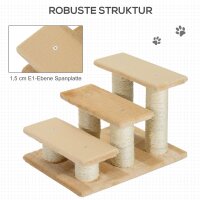 Tiertreppe Katzentreppe Hundetreppe 3 Stufen Treppe für Katze und Hunde Plüsch Creme 45 x 35 x 34 cm