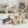 Tiertreppe Katzentreppe Hundetreppe 3 Stufen Treppe für Katze und Hunde Plüsch Creme 45 x 35 x 34 cm