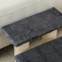 Hundetreppe 3 Stufen 34 cm Hoch Haustiertreppe für Hunde Katze Katzentreppe mit Kratzstamm Hunderampe Einstiegshilfe für Bett, Sofa, Couch Dunkelgrau