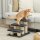Hundetreppe 3 Stufen 34 cm Hoch Haustiertreppe für Hunde Katze Katzentreppe mit Kratzstamm Hunderampe Einstiegshilfe für Bett, Sofa, Couch Dunkelgrau