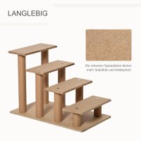 Hundetreppe 4 Stufen 44 cm Hoch Haustiertreppe für Kleine Hunde Katzentreppe Hunderampe mit Waschbar Bezug Einstiegshilfe für Bett, Sofa, Couch Hellgrau
