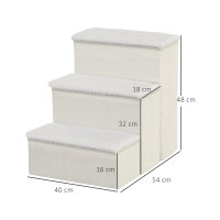 Hundetreppe 3 Stufen 48 cm Hoch Haustiertreppe für kleine und alte Tiere klappbar Katzentreppe Hunderampe Einstiegshilfe für Bett, Sofa, Couch und Auto Weiß