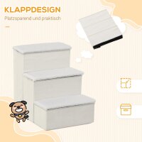 Hundetreppe 3 Stufen 48 cm Hoch Haustiertreppe für kleine und alte Tiere klappbar Katzentreppe Hunderampe Einstiegshilfe für Bett, Sofa, Couch und Auto Weiß